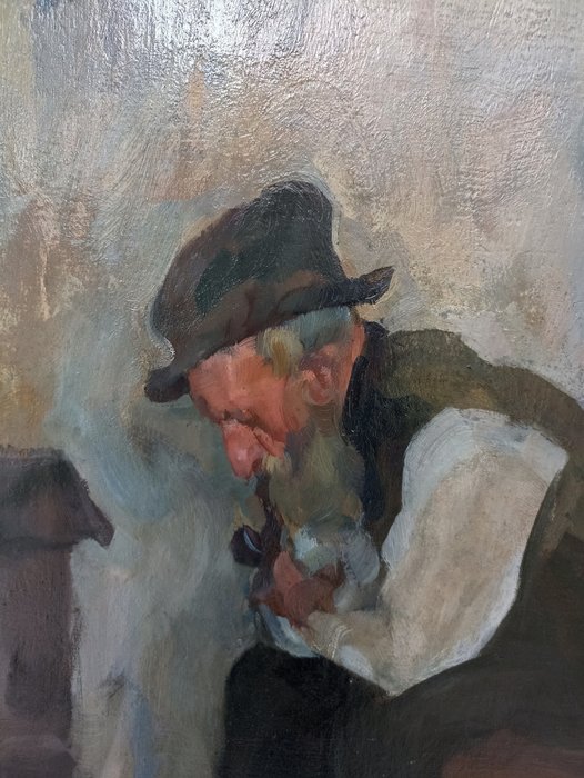 Image 3 of German School (XX) - Old Man with A Pipe