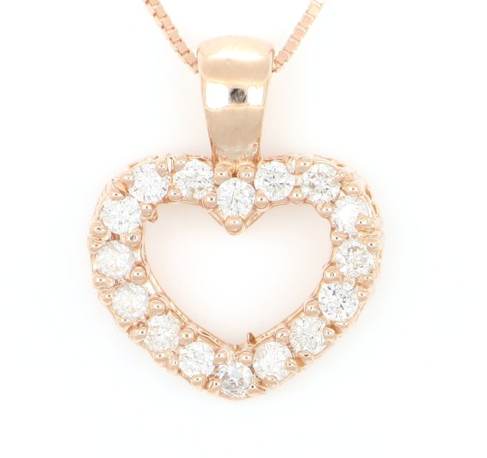 Preview of the first image of '' No Reserve Price '' - 18 kt. Pink gold - Necklace with pendant - 0.20 ct Diamond.