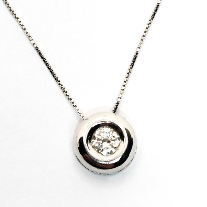 Image 3 of 18 kt. White gold - Necklace with pendant - 0.24 ct Diamond