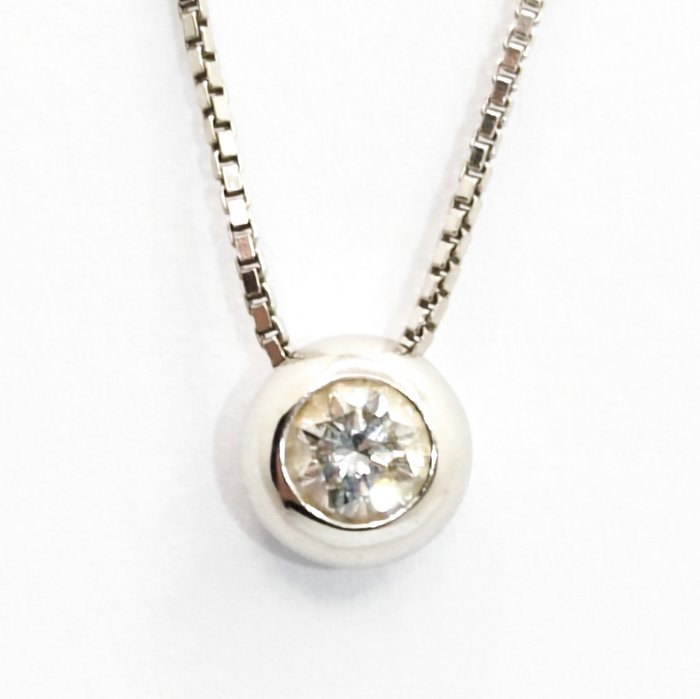 Image 2 of 18 kt. White gold - Necklace with pendant - 0.22 ct Diamond