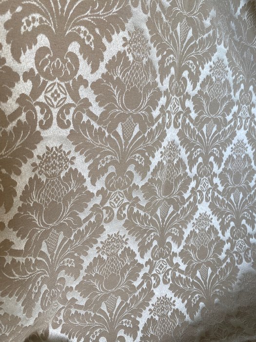 san Leucio 美麗的米色珍珠母錦緞面料 - 室內裝潢織物  - 280 cm - 245 cm
