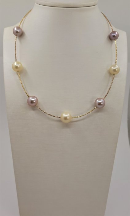 Image 3 of 11x13mm Golden South Sea Pearls- Pink Edison - 18 kt. Yellow gold - Necklace