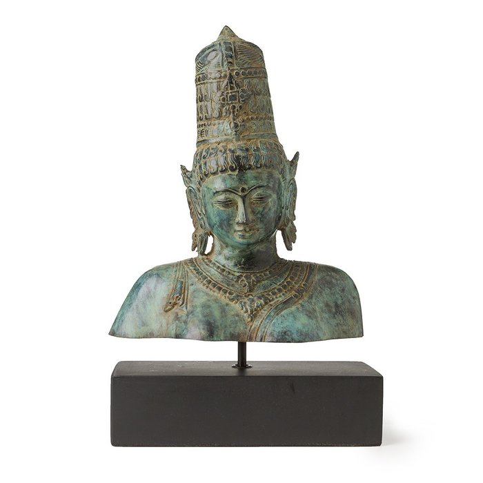 Sculpture, NO RESERVE PRICE - Antiqued Thai Buddha on Stand - 27 cm - Bronze