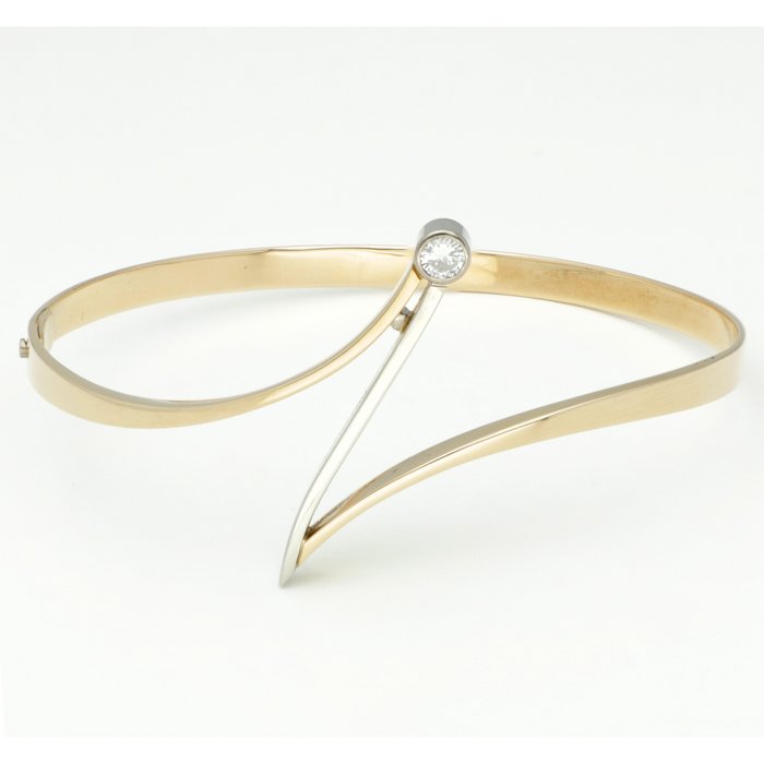 Preview of the first image of Bangle - 14 kt. Bicolour, Gold - Bracelet - 0.18 ct Diamond.