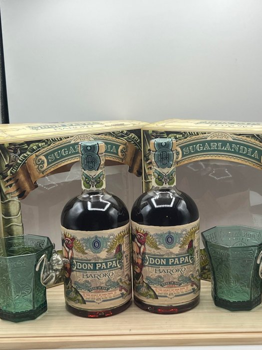 Don Papa - Gift Set with 2 x Baroko & Glasses - 70cl - 2 bouteilles