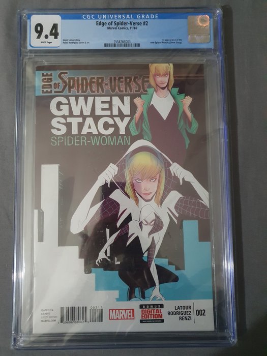 Preview of the first image of Edge of Spider-Verse #2 - CGC 9.4 - 1st appearance of the new Spider-Woman(Gwen Stacy) (2014).