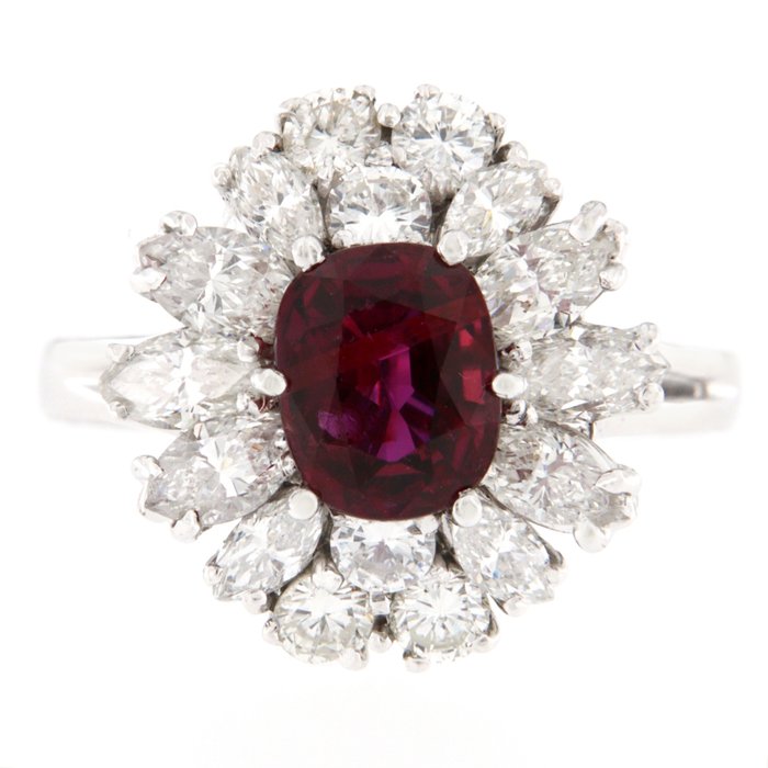 Preview of the first image of 18 kt. White gold - Ring - 1.80 ct Ruby - Ct 1.65 Diamonds - Masterstones n 6222PT356.