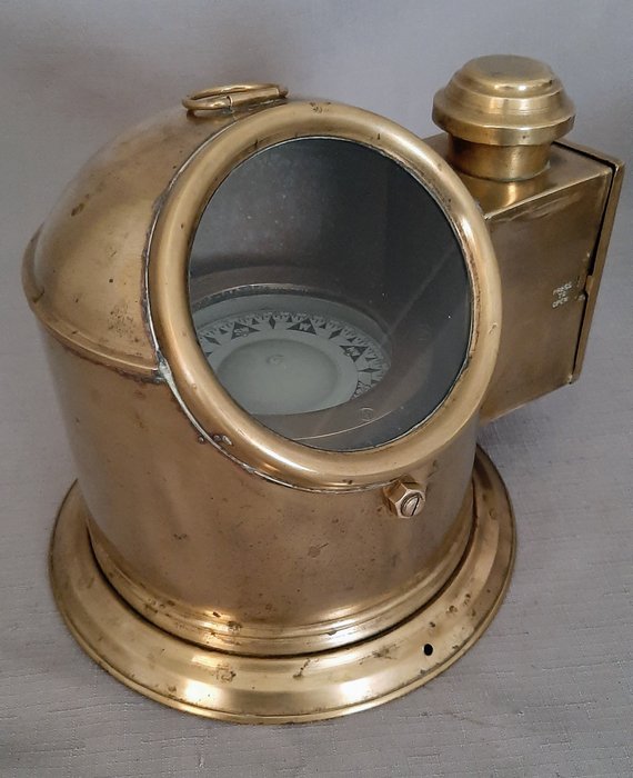 Preview of the first image of Binnacle compass, Compass and compass house - Brass, Glass - Mid 20th century.
