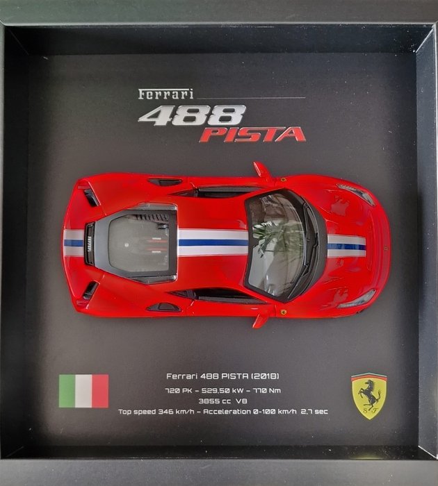 Preview of the first image of Decorative object - 3D Framed Ferrari 488 PISTA (2018) - Wheels in Frame.