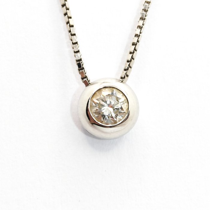 Preview of the first image of 18 kt. White gold - Necklace with pendant - 0.22 ct Diamond.