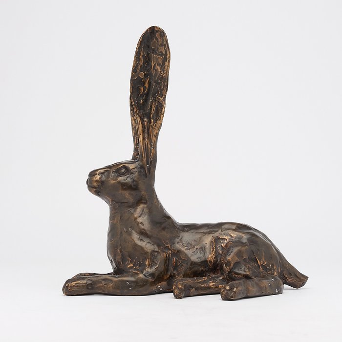 Sculptură, Hare Sculpture - Bronze Interior statue of a animal - Video in link - Bronze - 31 cm - Bronz