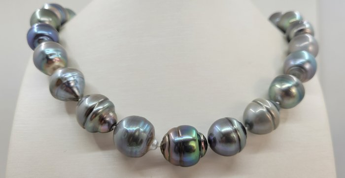 Preview of the first image of 15x17.3mm Multi Baroque Tahitian pearls - Necklace.