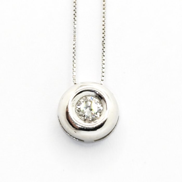 Preview of the first image of 18 kt. White gold - Necklace with pendant - 0.24 ct Diamond.