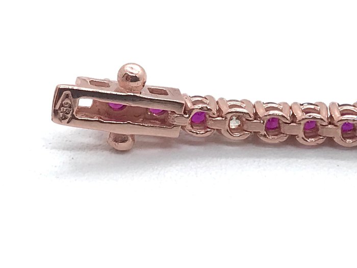 Image 2 of 18 kt. Pink gold - Bracelet - 2.22 ct Ruby - Diamonds