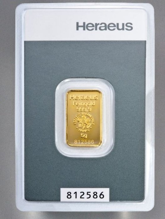 5 gram - Guld - Heraeus, Kinebar