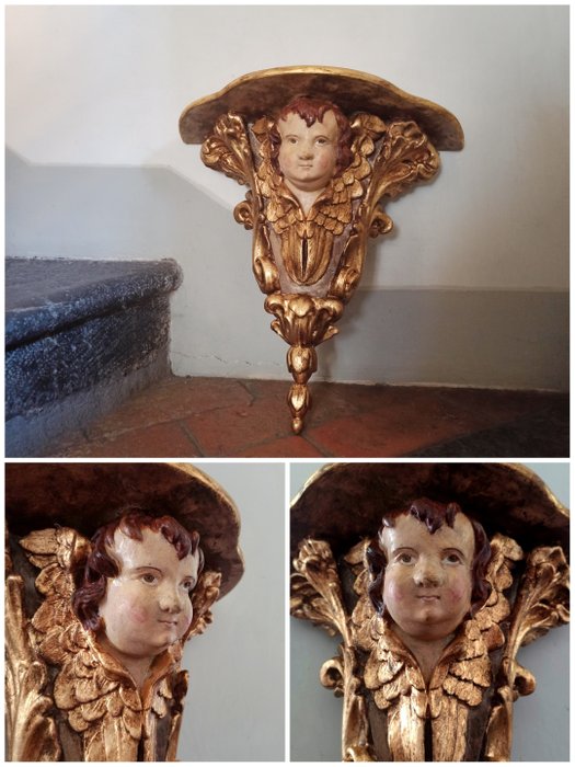 Image 3 of Large shelf with putto - 51 cm - Wood - 19th century