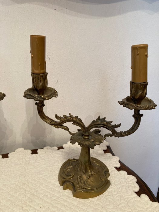 Image 2 of Candelabra (2) - Rococo Style - Bronze - Late 19th/ 20th century