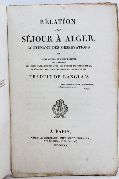 Image 2 of Filippo Pananti - Relation D'Un Séjour A Alger - 1820