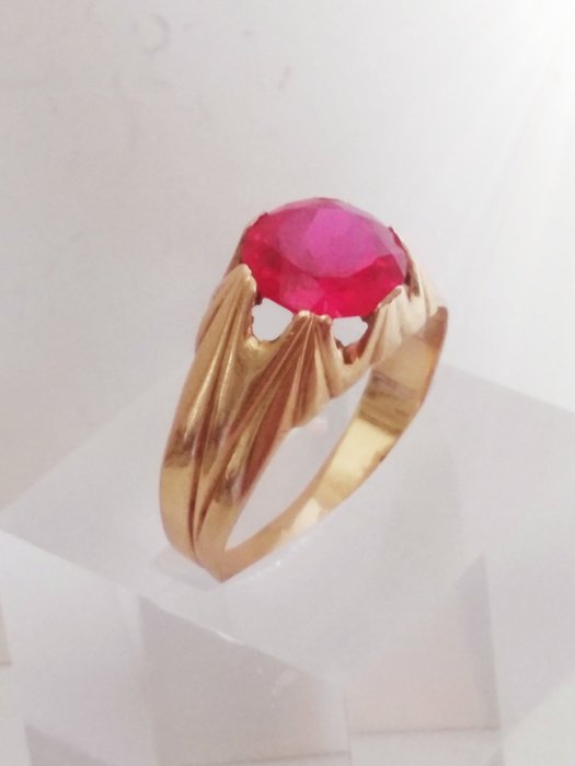 Image 2 of 18 kt. Yellow gold - Ring - 1.00 ct Ruby