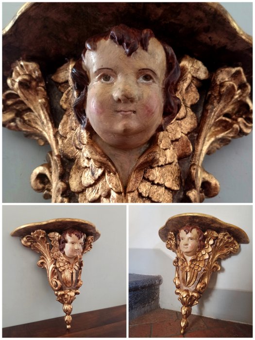 Image 2 of Large shelf with putto - 51 cm - Wood - 19th century