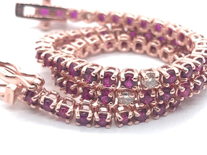 Preview of the first image of 18 kt. Pink gold - Bracelet - 2.22 ct Ruby - Diamonds.