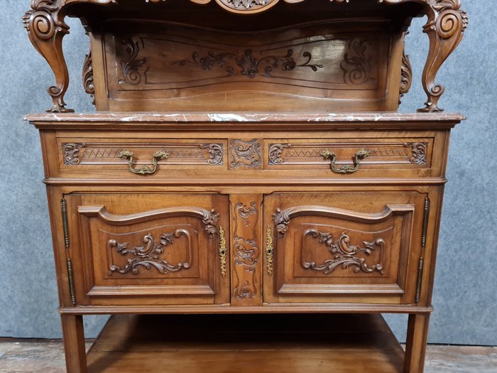 Image 3 of Louis XV style sideboard - Walnut - Late 19th century