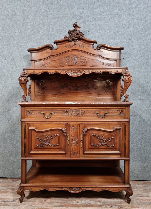 Preview of the first image of Louis XV style sideboard - Walnut - Late 19th century.