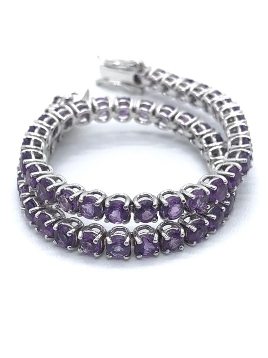 Preview of the first image of 18 kt. White gold - Bracelet - 5.60 ct Amethyst.