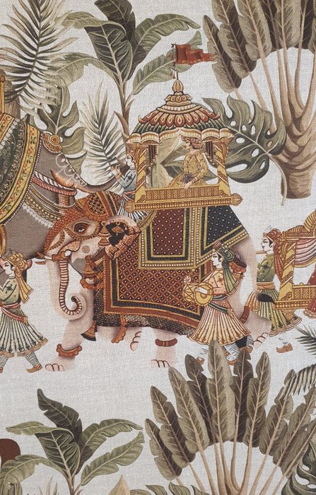 獨家印度布料，帶有大象和馬 - 300x280cm - Oriental Design - 紡織品 - 280 cm - 0.02 cm
