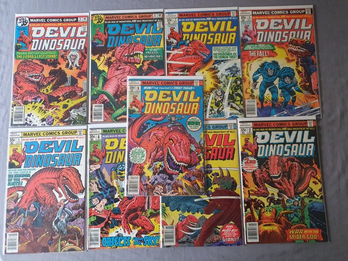 Preview of the first image of Devil Dinosaur - Devil Dinosaur complete series 1-9 Jack Kirby - First edition - (1978).