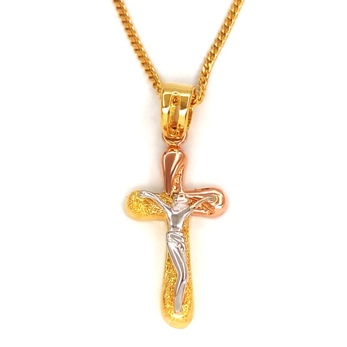 Image 2 of 18 kt. Pink gold, White gold, Yellow gold - Necklace with pendant