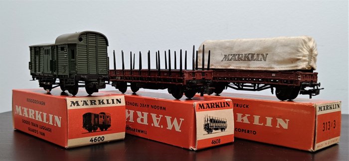 Image 3 of Märklin H0 - 4608/4600/ 313/3 - Freight carriage - 3x - DB