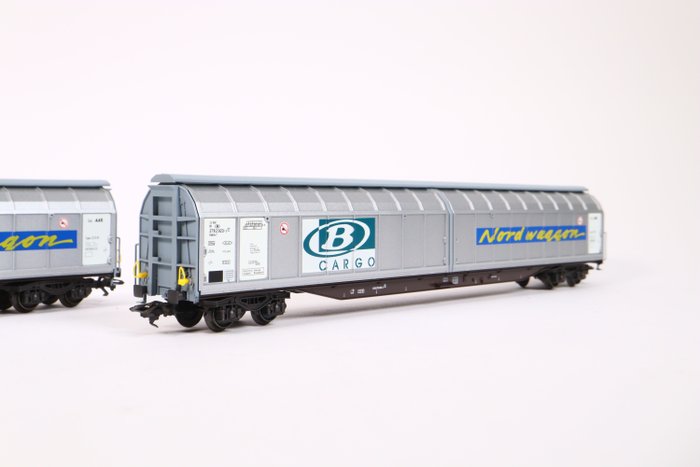 Image 3 of Märklin H0 - 48032 - Freight carriage - Two sliding wall wagons 'B-Cargo - Nordwaggon' - B Cargo