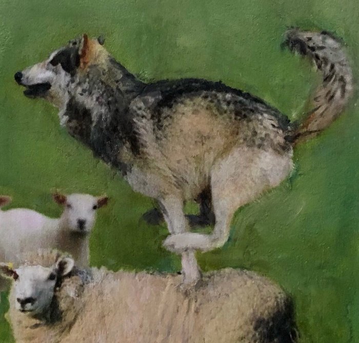 Image 3 of Sylvie Overheul - Field of Joy (wolf and sheep)