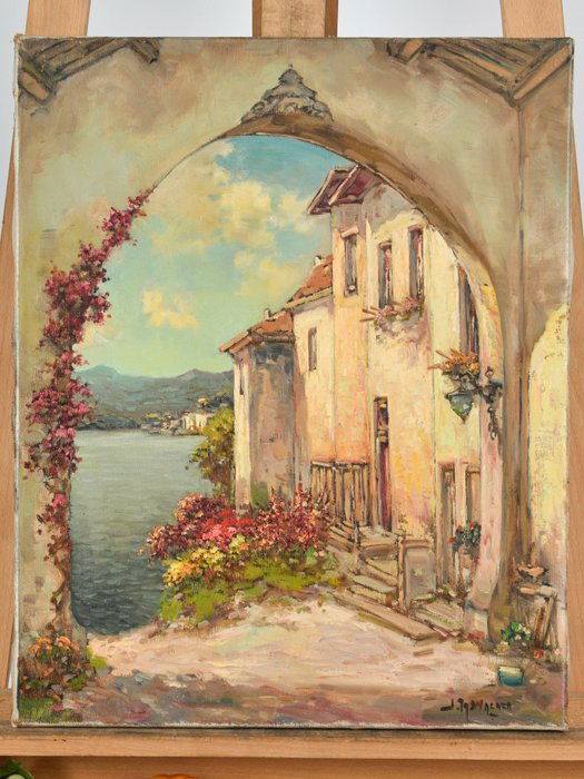 Image 2 of Johannes Theodorus Wagner (1903-1963) - Mediterraans doorzicht op meer