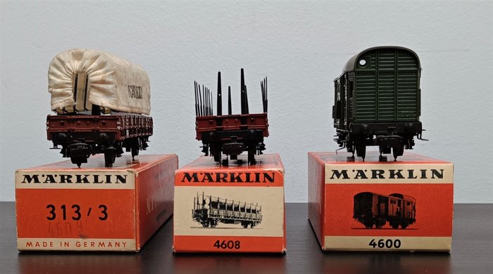 Image 2 of Märklin H0 - 4608/4600/ 313/3 - Freight carriage - 3x - DB