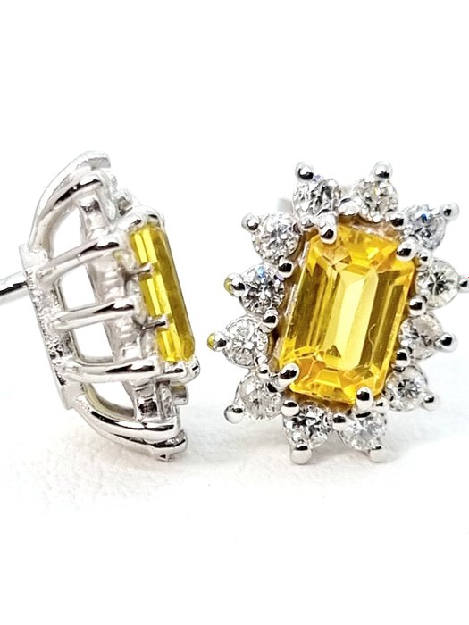 Image 3 of 18 kt. White gold - Earrings - 2.00 ct Sapphire - Diamonds