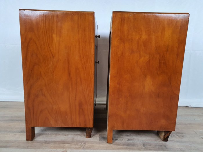 Image 2 of Pair of Art Deco bedside tables with brass knobs