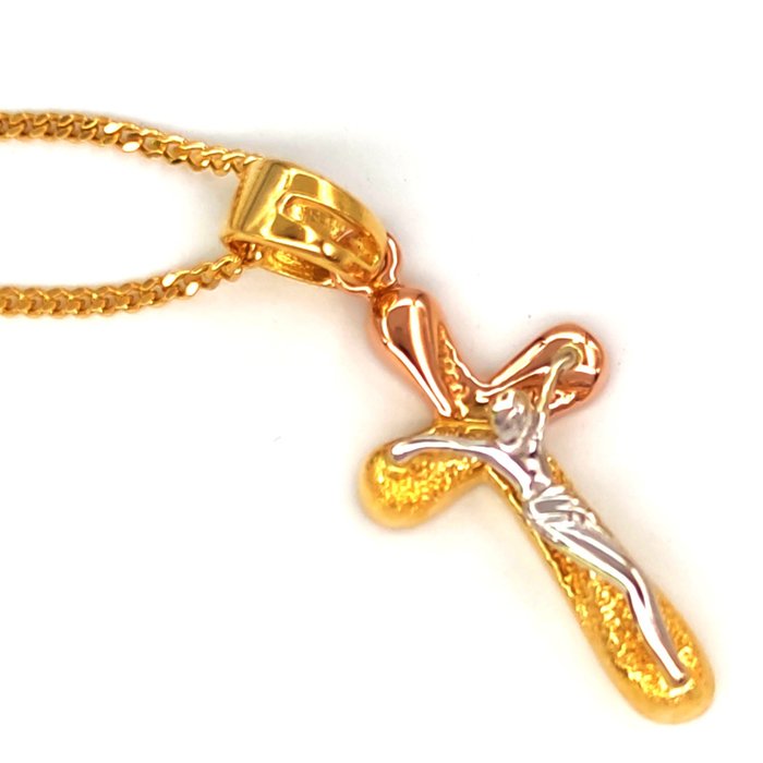 Preview of the first image of 18 kt. Pink gold, White gold, Yellow gold - Necklace with pendant.