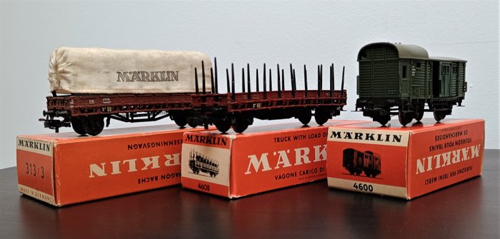Preview of the first image of Märklin H0 - 4608/4600/ 313/3 - Freight carriage - 3x - DB.