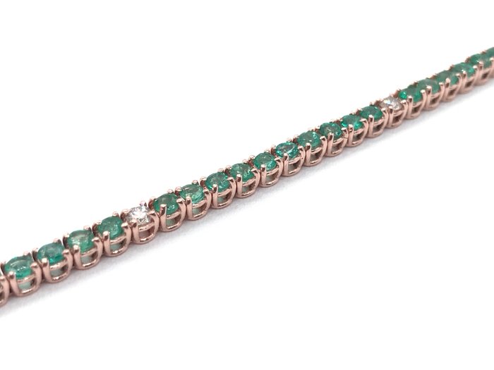 Image 3 of 18 kt. Pink gold - Bracelet - 2.50 ct Emerald - Diamonds