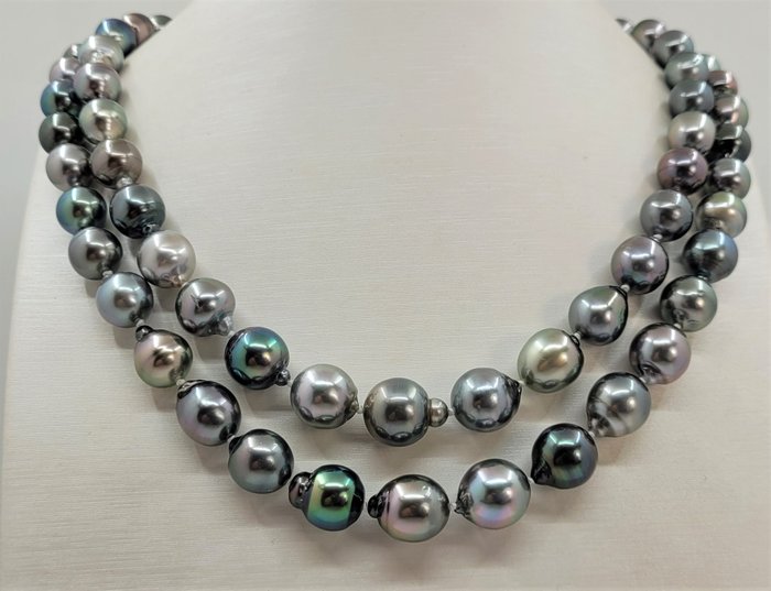 Image 2 of 8x12mm Multi Bright Tahitian pearls - Necklace