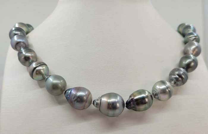 Image 2 of no reserve - 12x15mm Large Multi Tahitian Pearls - 925 Silver - Necklace