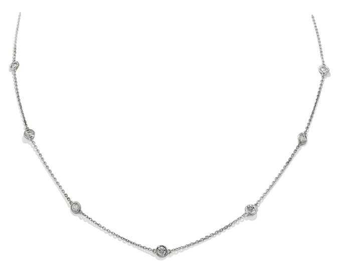Preview of the first image of 14 kt. White gold - Necklace - 1.00 ct Diamond - Diamonds.