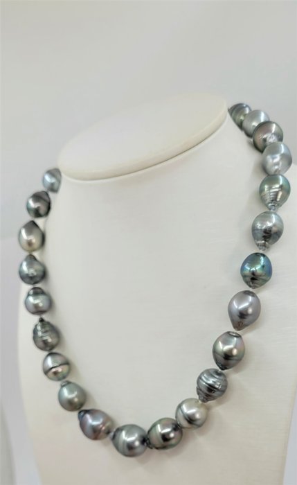 Image 3 of no reserve - 12x15mm Large Multi Tahitian Pearls - 925 Silver - Necklace