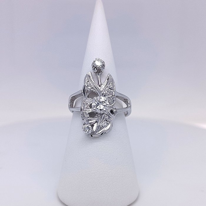 Preview of the first image of 14 kt. White gold - Ring - 0.45 ct Diamond - Diamonds.