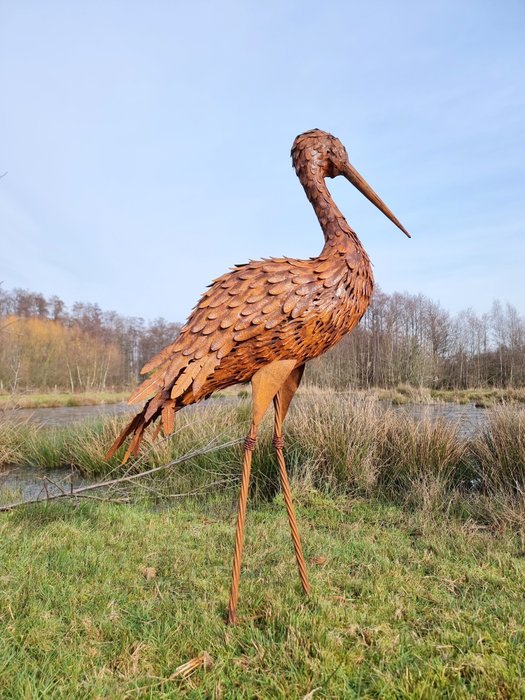 Image 3 of Very large sculpture of a Heron, 110 cm. tall - metal - recent