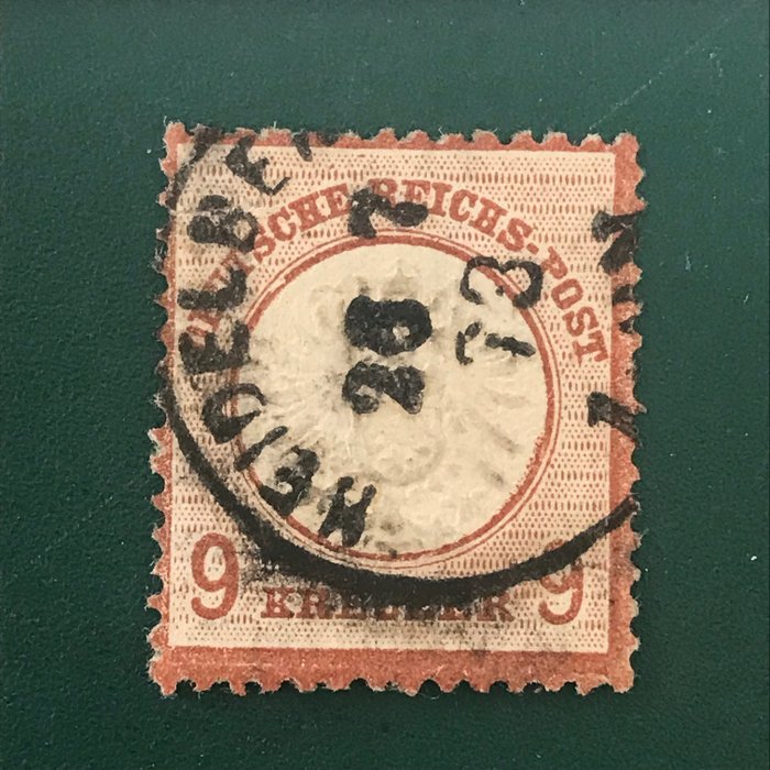 Preview of the first image of German Empire 1872 - 9 Kreuzer in b nuance with a plate error and photo certificate BPP - Michel 27.