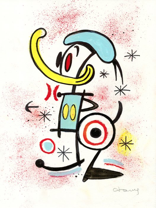 Image 3 of Donald Duck Inspired By Joan Miró's "Les Derniers Estampes-Galerie Lelong" (1987) - Original Painti