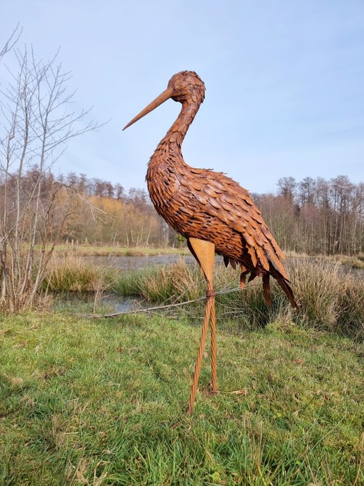 Preview of the first image of Very large sculpture of a Heron, 110 cm. tall - metal - recent.